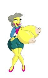 20th_century_studios accurate_art_style big_ass big_breasts big_hips breasts breasts_bigger_than_head helen_lovejoy horny huge_breasts maxtlat milf nipples the_simpsons yellow_body yellow_skin