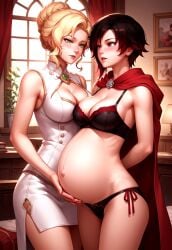1futa adult_and_teenager age_difference ai_generated blonde_hair civitai female futa_on_female futanari glynda_goodwitch height_difference implied_futa mikey-rg97 milf pregnant red_hair rooster_teeth ruby_rose rwby teacher_and_student teenager