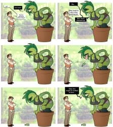 aabramsart anthro audrey_ii bent_over big_breasts big_lips_no_eyes breasts burping choker cleavage clothed comic dendrophilia elemental_creature elemental_humanoid female female_pred female_predator female_prey flora_fauna green_body green_lips green_lipstick grin humor implied_vore large_breasts leaf_hair lip_piercing lipples lipstick little_shop_of_horrors makeup monster monster_girl mouth_nipples nipple_mouth no_eyes plant plant_girl plant_humanoid plant_monster plant_pot punk_hair sharp_teeth tagme tank_top thick_thighs tongue tongue_out vore wide_hips