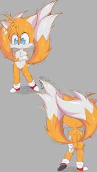1boy 2025 ass back blue_eyes cub cute cute_face femboy front furry gloves grey_background looking_down male male_cub male_only naked nude penetration sega shy small_penis sonic_(series) sonic_the_hedgehog_(series) tails tails_the_fox yellow_body yellow_fur young zex_cry