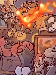 3:4 anthro bodily_fluids chair cum cum_drip cum_on_chest cum_on_face cum_on_penis cumshot drawing_(action) dripping ejaculation emboar emperor erect_nipples exposed femboy feminine fire flaming_hair fluffy furniture generation_2_pokemon generation_4_pokemon generation_5_pokemon genital_fluids genitals grin group hi_res judasthesinner king knot knotted_penis large_nose leaking_cum lucario male male/male nintendo nipples nude nude_male overweight overweight_male painting_(action) penis pokemon pokemon_(species) pseudo_hair royalty size_difference slick small_penis small_penis_appreciation smeargle smile throbbing throbbing_penis throne throne_room trio tusks