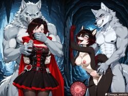 1boy 1girls ahe_gao ahegao_face ai_generated anthro anthrofied arms_behind_back black_fur black_hair blush breast_grab breast_grabbed_from_behind breasts canid canine canis captured captured_female cave clothed clothed_female clothed_to_nude covered_mouth crying crying_with_eyes_open cum_in_pussy cum_inside domination ears enemy_conversion eye_roll female from_behind fur furrification furry furry_female furry_male gradient_hair grey_eyes grey_fur human human_to_anthro impregnation indoors inside kidnapped larger_male looking_pleasured lycanthrope male male/female medium_breasts multicolored_hair multiple_views muscular muscular_male naked naked_female naked_male nude nude_female nude_male omega_weirdo open_mouth patreon pecs pleasure_face pleasured pleasured_female red_hair rolling_eyes ruby_rose rwby sex sex_against_wall short_hair silver_fur size_difference smaller_female species_transformation standing standing_doggy_style standing_sex sticking_out_tongue stomach_bulge streaming_tears tail taken_from_behind tears tongue tongue_out transformation transformation_through_sex two-tone_body two-tone_fur wall_sex were werecanid werecanine werecreature werewolf werewolf_girl wolf wolf_girl