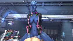 1boy 1girls 3d alien animated asari big_breasts breasts female human liara_t'soni male mass_effect no_sound sex sfmfuntime source_filmmaker video