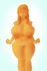 2021 artloser666 ass big_breasts big_butt big_nipples blue_background breasts crotch_lines digital_drawing_(artwork) digital_media_(artwork) erect_nipples featureless_crotch female first_person_view fist goo_creature goo_humanoid gradient_background hair heart_eyes heart_symbol hi_res humanoid long_hair looking_at_viewer melting nipples nude nude_female nude_humanoid open_mouth orange_body orange_eyes orange_hair orange_sclera simple_background solo standing