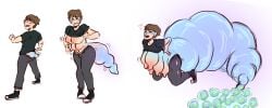 1boy 2020s 2021 6_breasts absurd_res absurd_resolution absurdres alien alien_humanoid aroused_face artloser666 big_nipples black_clothing black_footwear black_shirt black_shoes black_sneakers black_topwear blue_body blue_lips blue_skin bodily_fluids bottomwear breast_expansion breast_growth breasts broodmother brown_hair clothed clothing clothing_lift digital_drawing_(artwork) digital_media_(artwork) egg egg_laying english_description erect_nipples expansion footwear growth hand_on_own_back hands_on_back heart_symbol hi_res high_resolution highres human humanoid impregnation kneeling looking_back male male_only mammal multi_breast nipples open_mouth ovipositor pants pregnant pregnant_male sequence shirt shirt_lift short_hair simple_background solo species_transformation standing sweat sweatpants sweaty_face tearing_pants three_frame_image three_frame_sequence topwear transformation weight_gain white_background