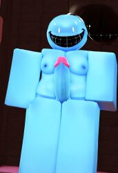 1boy 3d adult adult_male aged_up aged_up_character ai ai_generated bad_generation big_penis black_background blocky_anatomy blocky_body blue_skin blue_skinned_male bluudud_(forsaken) erection forsaken_(roblox) male male_only moobs r6 roblox roblox_game robloxian solo solo_focus solo_male