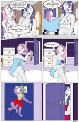 anthro anthrofied bathroom bed bedroom blue_eyes breasts closed_eyes comic dekomaru dialogue dragon english_text equine female friendship_is_magic fur green_eyes grey_nipples group hair hi_res horn male mammal multicolored_hair my_little_pony navel nipples nude page_7 page_number pink_hair purple_hair purple_scales pussy rarity_(mlp) scales scalie sleeping smooth_skin spike_(mlp) sweetie_belle_(mlp) text thehotroom towel two_tone_hair unicorn white_fur