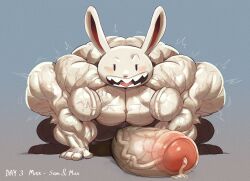 3_toes 4_fingers abs anthro arm_tuft back_muscles bedroom_eyes biceps big_muscles big_pecs big_penis black_eyes blush bodily_fluids character_name claws count crimsonrabbit day_count deltoids digital_media_(artwork) dot_eyes elbow_tuft exercise eyebrow_ridge featureless_chest feet fingers forearm_muscles foreshortening foreskin front_view full-length_portrait fur genital_fluids genitals glans gradient_background grin head_tilt hi_res huge_cock huge_muscles hyper hyper_genitalia hyper_muscles hyper_penis lagomorph leporid light lighting line_art long_ears looking_at_viewer male male_only mammal max_(sam_and_max) motion_lines muscular muscular_legs muscular_male narrowed_eyes nude one_raised_eyebrow open_mouth open_smile partially_retracted_foreskin paws pecs penis penis_on_ground pink_glans pink_nose pink_penis_tip pink_tongue portrait precum precum_on_ground push-up quads rabbit rabbit_ears red_inner_ear sam_and_max seductive shaded shaded_line_art shadow sharp_teeth short short_male simple_background simple_eyes small_nose smile solo solo_male teeth text thick_penis thick_thighs toes tongue trapezius tremble_spikes triceps tuft urethra vein veiny_muscles veiny_penis white_body white_fur white_penis
