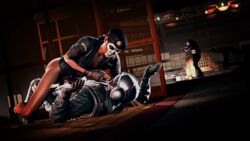 1boy 2girls 3d armor brazilian brazilian_female caveira_(rainbow_six) clothed clothes dark-skinned_female dark_skin female human interracial iq_(rainbow_six) jager_(rainbow_six) latina light-skinned_male light_skin male on_top penis rainbow_six rainbow_six_siege rest_in_pieces sex source_filmmaker straight tom_clancy