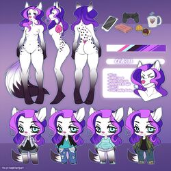 anthro breasts canine chibi clothed clothing female looking_at_viewer mammal model_sheet nipples nude pussy smile solo teil wide_hips