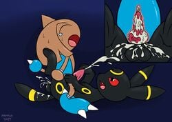 2boys anal anal_knotting anal_sex ass belly black_eyes black_fur blue_background blue_skin brown_hair brown_skin claws closed_eyes cpctail cum cum_in_ass cum_inside cum_on_tail cum_while_penetrated eeveelution erection fangs feet furry gay hitmontop holding horn internal interspecies knot knotting leg_grab long_ears male male_only nintendo nude on_back on_top open_mouth paws penis pokemon pokemon_gsc red_sclera sex short_hair sweat tail tears teeth testicles text tongue umbreon veins veiny_knot veiny_penis video_games x-ray yellow_fur