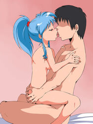 1boy 1girls ass_grab blue_hair blush botan breasts cowgirl_position female game_cg kissing long_hair navel nude old_school_academy pale-skinned_female pale_skin penetration ponytail sex shinigami shounen_jump sitting sitting_on_person small_breasts straight sweat thighs tied_hair tongue tongue_out yu_yu_hakusho