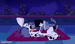 101_dalmatian_street 101_dalmatians animal_genitalia animal_penis black_ears black_spots canid canine canine_genitalia canine_penis canis dachshund dalmatian disney domestic_dog duo dylan_(101_dalmatians) feral floppy_ears foxretro from_front_position fur genitals grey_body grey_fur heterochromatic_ears hi_res hunting_dog kissing lying male male/male mammal missionary_position night on_back on_roof outside penis pink_inner_ear sex spencer_(101_dalmatians) spots white_body white_fur white_spots