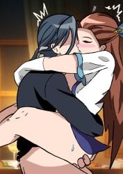 1boy 1girls apoelayoshi7 edit female gloves hug katarina_claes kiss otome_game_no_hametsu_flag_shika_nai_akuyaku_reijou_ni_tensei_shite_shimatta sex sora_smiths thick_thighs thighs vagina vaginal vaginal_insertion vaginal_penetration vaginal_sex white_gloves