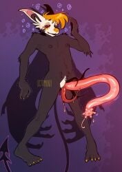 0ct0m0n0 animal_genitalia anthro artist_name bat big_penis black_nipples blonde_hair bodily_fluids cheek_tuft claws drooling facial_tuft fangs finger_claws front_view fur genital_slit genitals grey_body grey_fur hair hi_res huge_cock long_penis male male_anthro mammal mouth_closed narrowed_eyes nipples nude penis pink_penis saliva simple_background solo standing teeth text toe_claws tuft unusual_anatomy unusual_genitalia unusual_penis yellow_claws yellow_nose
