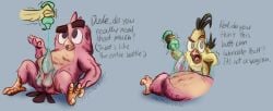 angry_birds anthro ass avian balls beak bird black_body black_feathers blue_background chuck_(angry_birds) colored dated dialogue duo english_text erection feather_hands feather_tuft feathered_wings feathers feet fluffy_balls genitals head_feathers head_tuft hi_res lube lube_bottle lube_in_ass lube_string lying male male/male on_back orange_beak penis preparing red_(angry_birds) red_body red_feathers rovio_entertainment sega sequence shaded signature simple_background standing tail tail_feathers talons tapering_penis text the_angry_birds_movie toes tuft undergreysnest wings yellow_body yellow_feathers