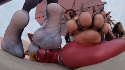 3_toes 3d_(artwork) 4_toes alizea_(blackie94) anthro aquatic barefoot beach black_feet blonde_hair bodily_fluids brown_body canid canine canis cirez cirez_(artist) claws clothing digital_media_(artwork) dirty dominant drooling feet female fish foot_fetish foot_focus foot_lick foot_on_face foot_play fox fur green_eyes grey_body group hair hi_res humanoid_feet licking lying male male/female male/male mammal multicolored_body nude on_back orange_body outside parasol paws plantigrade red_body red_fur saliva sand scalie seaside shark size_difference soles toe_claws toes tongue trio tyrianna umbrella white_body widescreen wolf wrinkled_feet wrinkles