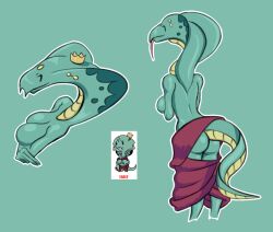 1girls anthro ass crown drawfruit furry green_scales green_skin honhearthy reference reference_image snake snake_princess_(towergirls) solo towergirls