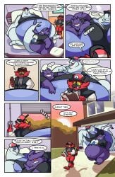 2025 absurd_res anthro ass belly big_belly big_butt black_body black_clothing black_fur black_mouth black_shirt black_t-shirt black_topwear black_vest blue_belly blue_torso clipboard clothing comic dialogue english_text fang_(roundwombo) fangs fur garage generation_1_pokemon generation_2_pokemon generation_7_pokemon gengar group hat headgear headwear hi_res huge_belly huge_butt incineroar larger_male laying_on_another laying_on_top layn legendary_pokemon liam_(roundwombo) lugia male manager morbidly_obese morbidly_obese_anthro morbidly_obese_male multicolored_body multicolored_fur muscular muscular_anthro muscular_male nintendo obese obese_anthro obese_male overweight overweight_anthro overweight_male paper park park_ranger pokemon pokemon_(species) purple_body red_body red_eyes red_fur red_sclera roundwombo shirt size_difference speech_bubble sunset t-shirt teeth text topwear trio under_shirt vest white_body yellow_sclera
