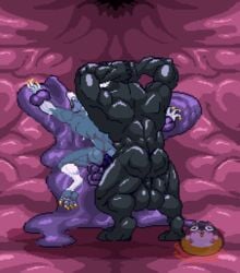 2016 anal anal_sex animated anthro anthro_on_anthro balls big_balls black_nose black_skin blue_hair blue_skin bound canine capcom closed_eyes cum cum_in_ass cum_inside darkstalkers duo forced gallon gay goo_creature grin hair hands_behind_head hungothenomster jon_talbain loop m.u.g.e.n male mammal multicolored_hair multicolored_skin muscular muscular_male naked nude orange_eyes penetration pixel_art rape sharp_teeth smile standing tagme tarpit_(hungothenomster) teeth tongue tongue_out video_games white_hair white_skin wolf yaoi