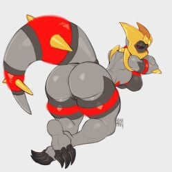altered_forme_giratina ass black_sclera breasts claws female generation_4_pokemon genitals giratina grey_body grey_skin half-closed_eyes hdhxrrfg hi_res humanoid humanoid_genitalia humanoid_vulva legendary_pokemon narrowed_eyes nintendo pokemon pokemon_(species) presenting presenting_hindquarters presenting_vulva raised_tail simple_background solo tail toe_claws vulva white_background