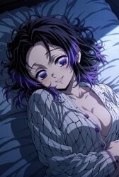 ai_generated kimetsu_no_yaiba kochou_shinobu medium_breasts multicolored_hair purple_eyes sexy_body
