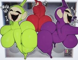 2026 2d 2d_(artwork) 3females 3girls alternate_ass_size alternate_body_type alternate_breast_size ass big_ass big_breasts big_butt breasts butt dipsy dipsy_(slendytubbies) female female_only igxxiii laughing nightmare_waifu po_(slendytubbies) po_(teletubbies) slendytubbies smile tagme tinky_winky tinky_winky_(slendytubbies) trio