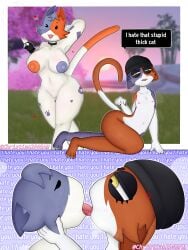 angry angry_face anthro anthro_on_anthro antropomorph big_ass big_breasts breasts_out cat_girl cate_meowdy_(fortnite) catgirl christian2005am flat_chest flat_chested fortnite fortnite:_battle_royale furry horny meow_skulls_(fortnite) meowskulls skinny thick thick_ass thick_thighs thighs tongue tongue_kiss tongue_out tsundere yuri