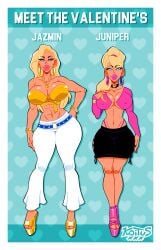 big_breasts big_lips bimbo bimbo_body bimbo_lips bimbo_milf blonde_female blonde_hair blue_eyes breasts daughter female female_only heels high_heels koituskazam milf mother mother_and_daughter oc original_character original_characters platform_heels tan_skin teenage_girl teenager thick_lips