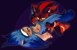 absurd_res andromorph anklet anthro balls between_legs black_body blue_body bodily_fluids bracelet clitoris cunnilingus digital_drawing_(artwork) digital_media_(artwork) drooling duo ear_piercing eulipotyphlan genitals hedgehog hi_res holding_both_legs intersex intersex/male jewelry looking_pleasured lying male mammal mastectomy_scar meowwabae nude on_back open_mouth oral piercing red_body saliva scar sega sex shadow_the_hedgehog simple_background sonic_the_hedgehog sonic_the_hedgehog_(series) vaginal_penetration yellow_sclera