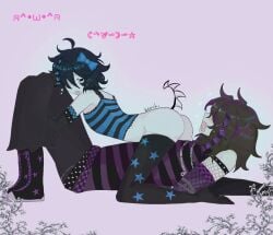 :0 :3 ass azure_(forsaken) confused eyes_half_closed eyes_hidden flustered_male forsaken_(roblox) horny hugging_legs imminent_rimming kotenshii looking_back looking_back_at_partner male scene_(fashion) scene_hair sitting_on_chest sitting_on_person stars straddling submissive_male suggestive_pose surprised tail_raised two_time_(forsaken)