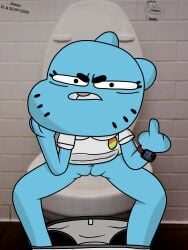 angry annoyed anthro bathroom being_watched bottomwear bottomwear_down camera_view cartoon_network clitoris clothed clothing domestic_cat felid feline felis female genitals gesture hand_gesture hi_res hidden_camera looking_at_another looking_at_viewer mammal mature_female middle_finger nicole_watterson panties panties_down pants pants_down partially_clothed pubes recording scat skirt_down solo spread_legs spreading the_amazing_world_of_gumball thedispenser69 toilet toilet_use underwear underwear_down voyeur vulva