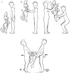 diagram line_art mohawk_(hairstyle) principal_yuumi rabbitbrush sex shortstack spitroast spitroasting tail threesome threesome_sex