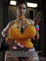 1girls abyxsnsfw big_breasts breast_tattoo condom cyberpunk_2077 earrings hoop_earrings makeup panam_palmer phone tattoos