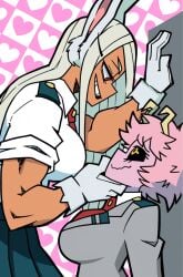 2d 2d_(artwork) 2girls ashido_mina breasts dark_skin dark_skinned_female female female_only flirting heart_background height_difference long_hair long_hair_female mina_ashido miruko muscular muscular_female my_hero_academia parallaxfused pink_hair pink_hair_female pink_skin pink_skinned_female school_uniform short_hair short_hair_female size_difference student student_and_teacher student_uniform teenager white_hair white_hair_female yuri