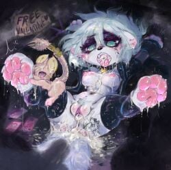 4_toes accessory after_gangbang after_oral after_sex after_vaginal alley alley_sex anthro ass blush bodily_fluids body_writing bottomless bottomless_anthro bottomless_female breasts claws clothed clothing collar cum cum_drip cum_in_mouth cum_in_vagina cum_inside cum_on_breasts cum_on_face cum_on_feet cum_on_paw cum_on_pawpads cum_on_tongue digitigrade domestic_ferret dripping duo exhausted fangs feet female free_use furgonomics genital_fluids genitals green_eyes hi_res jacket leaking_cum legwear lying male male/female mammal mouse murid murine mustelid musteline nihilochannel nipples nude_anthro nude_male on_back on_ground open_clothing open_jacket open_mouth open_topwear partially_clothed partially_clothed_anthro partially_clothed_female pawpads paws pink_nipples pink_pawpads pink_vulva public_use questionable_consent rodent silhouetted_body silhouetted_penis size_difference smaller_male spread_legs spreading stockings strom_(nihilochannel) tail tail_accessory tally_marks teeth toe_claws toes tongue tongue_out topwear true_musteline vulva weasel