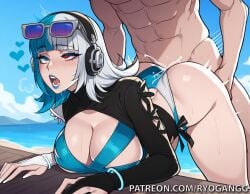 1female 1girls 2d 2d_(artwork) ai_generated alternate_breast_size bikini blue-haired_female blue_eyes breasts female fucking glasses heterochromia high_resolution highres large_breasts light-skinned_female light_skin luna_snow luna_snow_(cool_summer) luna_snow_(marvel_rivals) marvel marvel_comics marvel_rivals multicolored_hair patreon_username red_eyes ryogangg sex sunglasses white_hair_female
