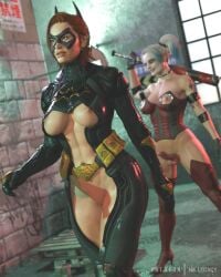 1futa 1girls 3d 3d_(artwork) abs batgirl belt_buckle black_eyeliner black_eyeshadow black_gloves bodysuit bottom_heavy bubble_butt child_bearing_hips choker cleavage cleavage_cutout clothing_cutout curvaceous_female dc_comics erect_nipples erect_penis eye_mask eyeliner eyeshadow female futa_on_female futa_with_female futanari gloves harley_quinn heart_choker hourglass_figure huge_areolae huge_ass huge_breasts huge_nipples huge_penis huge_testicles large_areolae large_ass large_breasts large_nipples large_penis large_testicles light-skinned_female light-skinned_futanari light_skin makeup mklegacy multicolored_hair navel nipple_cutout open_bodysuit outdoor_nudity outdoors pale-skinned_female pale-skinned_futanari pale_skin short_hair standing superheroine thick_thighs thighhighs toned toned_female toned_futanari top_heavy twintails veins veiny_penis video_game video_game_character video_game_franchise wide_hips