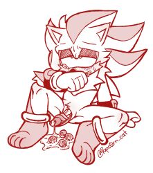 2022 anklet anthro blush bodily_fluids digital_drawing_(artwork) digital_media_(artwork) drooling egg eulipotyphlan fluffy fluffy_chest hedgehog hi_res jewelry male mammal meowwabae oviposition ovipositor_penis saliva sega shadow_the_hedgehog simple_background sitting sitting_on_ground solo sonic_the_hedgehog_(series) tears unusual_anatomy white_background