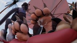 3_toes 3d_(artwork) 4_toes alizea_(blackie94) anthro aquatic ass barefoot beach black_body black_feet blue_eyes bodily_fluids breasts brown_body canid canine canis cirez cirez_(artist) claws clothed clothing countershade_feet countershading cum cum_on_feet digital_media_(artwork) dragon feet female fish foot_fetish foot_focus foot_lick foot_play footjob fur genital_fluids genitals grey_body group hi_res licking low-angle_view male male/female mammal multicolored_body mythological_creature mythological_scalie mythology nipples nude outside palm_tree parasol pawpads paws plant plantigrade red_body reptile scalie seaside sex shark snake soles swimwear tail toe_claws toes tongue tree trio tyrianna white_body widescreen wrinkled_feet wrinkles yellow_eyes