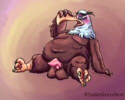 accipitrid accipitriform angry_birds anthro avian balls balls_on_ground beak belly belly_overhang big_balls big_belly big_penis bird blush brown_body brown_feathers claws colored curling_talons curling_toes dated eagle english_text excited feather_hands feathers feet fluffy_balls flustered genitals gradient_background half-closed_eyes hand_on_beak looking_at_genitalia looking_at_penis looking_at_self looking_back looking_pleasured male mighty_eagle moobs multicolored_body multicolored_feathers narrowed_eyes obese obese_anthro open_beak open_mouth orange_beak overweight overweight_anthro overweight_male penis propped_up rovio_entertainment sega shaded signature simple_background sitting sitting_on_ground solo tail tail_feathers talons tapering_penis text the_angry_birds_movie thick_thighs tired toe_claws toes toony_eyes undergreysnest watermark white_body white_feathers winged_arms wings
