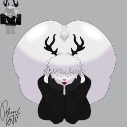 1girls big_ass big_breasts burningcat80 deer_antlers female furry gigantic_ass inspired_by rabbit rabbit_ears rabbit_girl rabbit_tail roblox roblox_avatar robloxian self_upload tagme