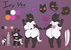 2018 absurd_res anthro ass big_breasts big_butt breasts clothed clothing color_swatch digital_drawing_(artwork) digital_media_(artwork) english_text female footwear generation_7_pokemon genitals hi_res huge_breasts huge_butt ivy_(miso_souperstar) kerchief looking_at_viewer looking_back markings miso_souperstar model_sheet nintendo nipples open_mouth pokemon pokemon_(species) raised_hand salandit shiny_pokemon shoes shortstack solo standing text thick_thighs tongue vulva wide_hips