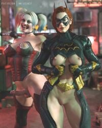 1futa 1girls 3d 3d_(artwork) abs batgirl belt_buckle black_eyeliner black_eyeshadow black_gloves bodysuit bottom_heavy bubble_butt child_bearing_hips choker cleavage cleavage_cutout clothing_cutout curvaceous_female dc_comics erect_nipples erect_penis eye_mask eyeliner eyeshadow female futa_on_female futa_with_female futanari gloves harley_quinn heart_choker hourglass_figure huge_areolae huge_ass huge_breasts huge_nipples huge_penis huge_testicles large_areolae large_ass large_breasts large_nipples large_penis large_testicles light-skinned_female light-skinned_futanari light_skin makeup mklegacy multicolored_hair navel nipple_cutout open_bodysuit outdoor_nudity outdoors pale-skinned_female pale-skinned_futanari pale_skin short_hair standing superheroine thick_thighs thighhighs toned toned_female toned_futanari top_heavy twintails veins veiny_penis video_game video_game_character video_game_franchise wide_hips