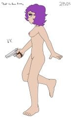 barefoot clip_studio_paint_(medium) colored completely_naked completely_naked_female completely_nude completely_nude_female dyed_hair emo emo_girl emo_hair feet feet_up female female_only glitch_productions holding_gun holding_weapon human humanized looking_at_viewer m1911 m1911a1 multicolored_eyes murder_drones nipple nipple_bulge one_leg_bent one_leg_on_ground one_leg_standing pistol pistol_in_hand purple_hair side_view uzi_(murder_drones) vagina witherking