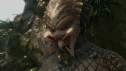 3d animated blowjob braided_ponytail claws dark-skinned_male female_yautja fishnet_bodysuit gauntlets gorget grabbing_another's_arm grabbing_another's_breast grabbing_another's_thighs head_grab holding_object human_penetrating_humanoid kneeling_on_ground kneeling_oral_position lolpro2 mandibles monster_girl muscular_female predator_(franchise) sharp_teeth skin_pattern standing standing_missionary standing_sex sucking_penis tagme vaginal_penetration video yautja