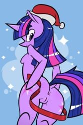 anthro anus breasts christmas energyloop equine female friendship_is_magic hat holidays horn mammal my_little_pony pussy santa_hat smile solo twilight_sparkle_(mlp) unicorn