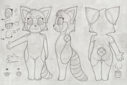 anthro anthrofied closed_eyes facial_markings fur_markings infamousrel looking_at_viewer mammal markings model_sheet open_mouth pawpads pussy red_panda