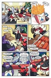 2026 absurd_res anthro ass big_butt bottomless bottomless_anthro bottomless_male box claw_toes clothed clothed_anthro clothed_male clothing comic container dialogue english_text fang_(roundwombo) fangs food food_court fries fully_clothed fully_clothed_anthro fully_clothed_male fur generation_1_pokemon generation_2_pokemon generation_3_pokemon generation_7_pokemon gengar green_body group hat headgear headwear hi_res hot_sauce incineroar ketchup layn legendary_pokemon liam_(roundwombo) lugia lycanroc male manager morbidly_obese morbidly_obese_anthro morbidly_obese_male multicolored_body multicolored_fur nintendo obese obese_anthro obese_male overweight overweight_anthro overweight_male pokemon pokemon_(species) purple_body rayquaza red_body red_fur roundwombo sharp_teeth speech_bubble teeth text white_body white_fur