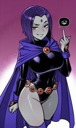ai_generated ass big_ass big_breasts big_butt cape curvy dc dc_comics female female_focus goth goth_girl leotard raven_(dc) rcos sexy solo solo_female solo_focus